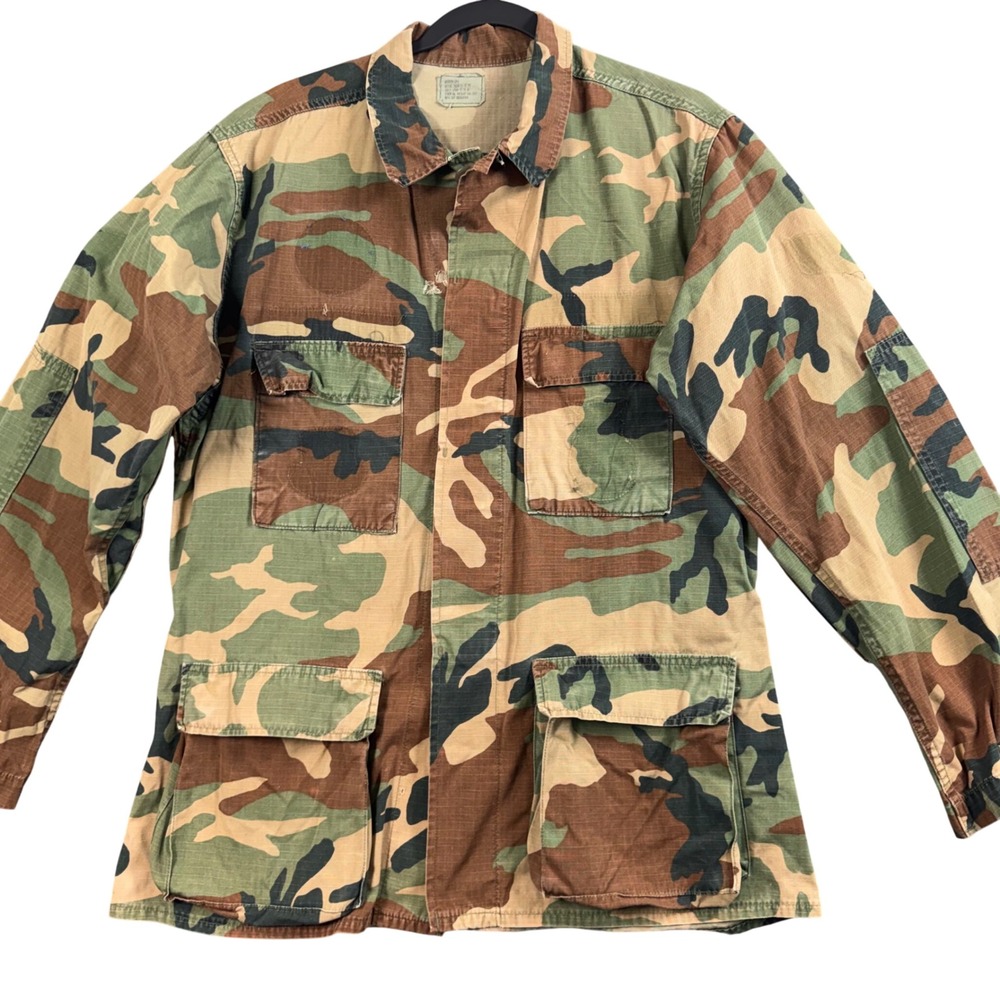 Vintage Y2K Camo Field Jacket Woodland BDU Gorpcore Grunge Streetwear M Long